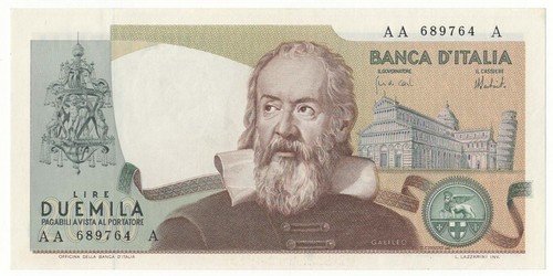2000 lire galileo prima - lire,